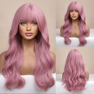 Human hair blend pinks wave wig